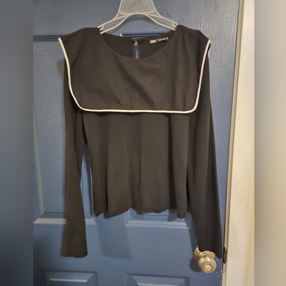 Zara black long sleeve tshirt size L